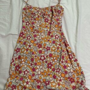 Aritzia Cream and Pink Sundress Sleeveless Mini